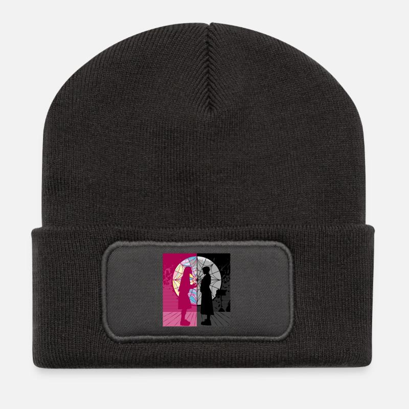 Eine Anspielung auf Wednesday - Recycelte Patch Beanie - Dunkelgrau