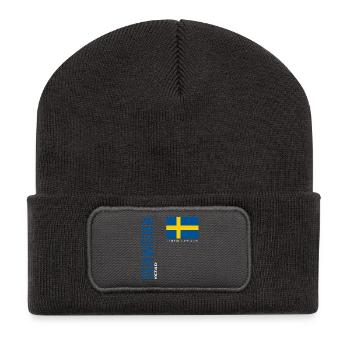Ystad - Beanie recyclé à patch - charbon - Devant
