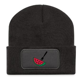 Melon avec fourchette - Beanie recyclé à patch - charbon - Devant