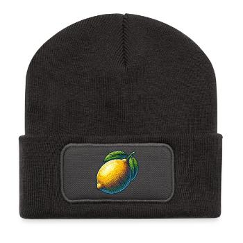Citron éclatant et feuilles vertes - Beanie recyclé à patch - charbon - Devant