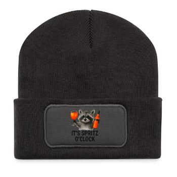 C’est Spritz O’Clock Idée de cadeau pour la fête du raton laveur - Beanie recyclé à patch - charbon - Devant
