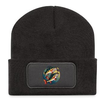 Two perch in a circle - Recycled Patch Beanie - dark grey - Front