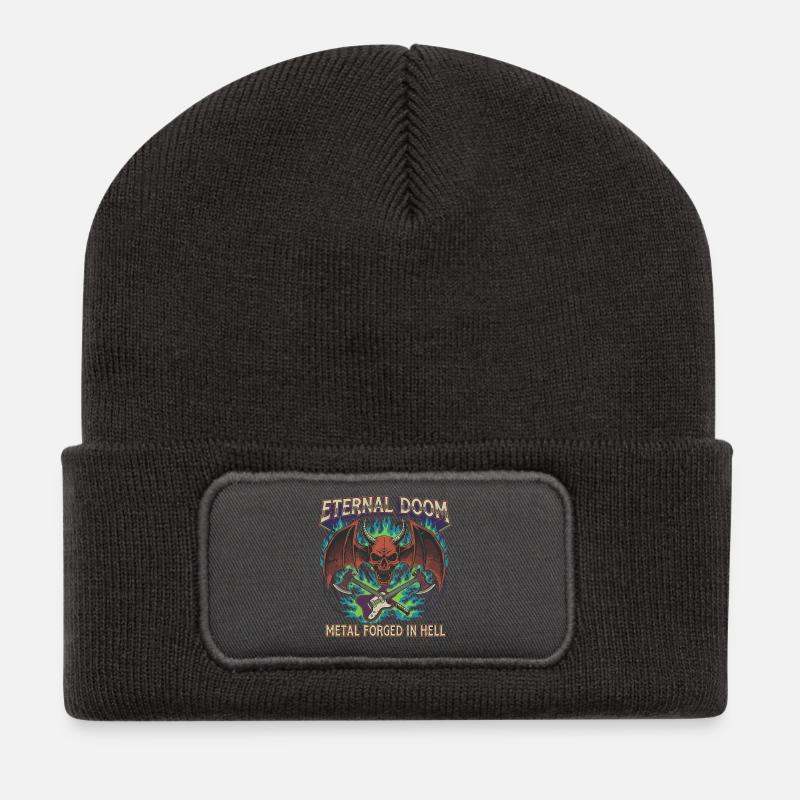 Eternal Doom Hell Metal Artwork - Recycled Patch Beanie - dark grey