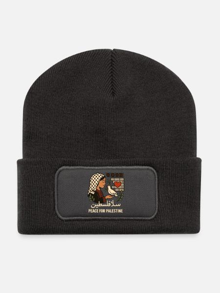 Frieden für Palästina - Recycelte Patch Beanie - Dunkelgrau
