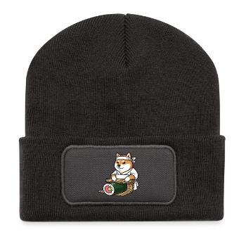 Shiba Inu macht Shusi - Recycelte Patch Beanie - Dunkelgrau - Vorne