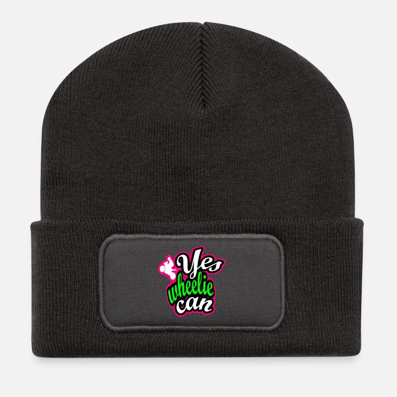  Wheelie Streetstyle Design - Recycelte Patch Beanie - Dunkelgrau