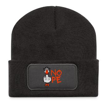 Goose Nope Doigt du milieu Nerd Geek Lunettes à monture en corne Smart - Beanie recyclé à patch - charbon - Devant
