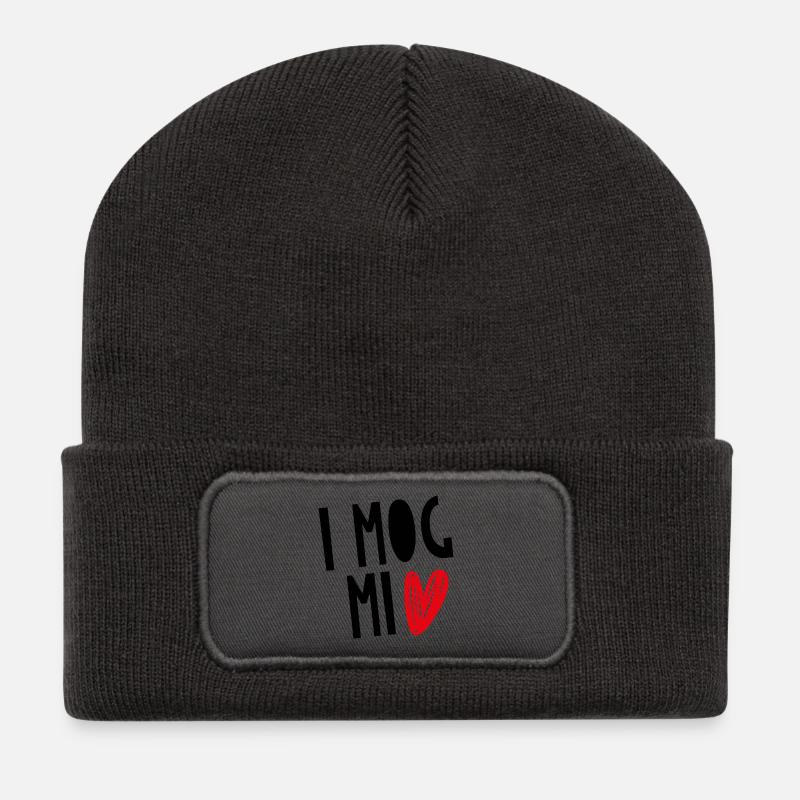 « JE MOG MI » - Beanie recyclé à patch - charbon