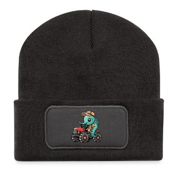 Éleveur de tracteurs hippocampes - Beanie recyclé à patch - charbon - Devant
