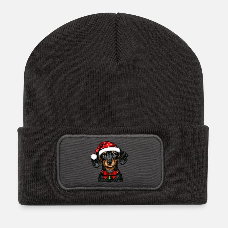 Weihnachten Dackel - Recycelte Patch Beanie - Dunkelgrau