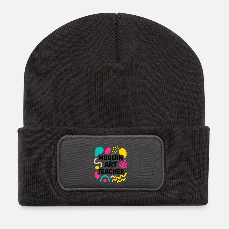 modern art - Recycled Patch Beanie - dark grey