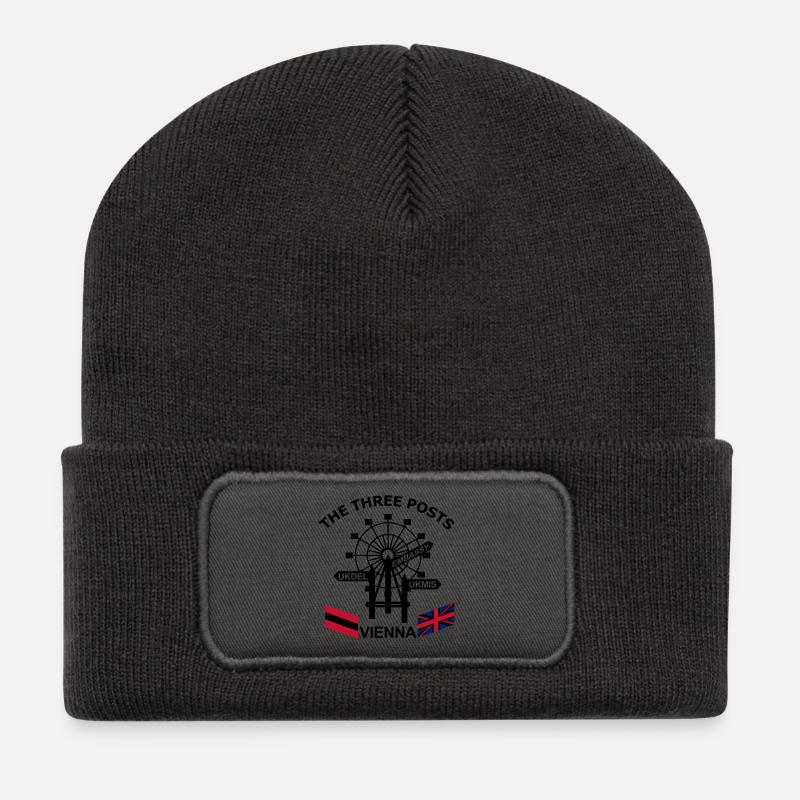 3_Posts - Recycelte Patch Beanie - Dunkelgrau