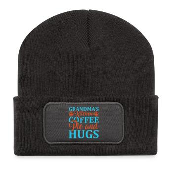 La cuisine de grand-mère : café, boissons et câlins - Beanie recyclé à patch - charbon - Devant
