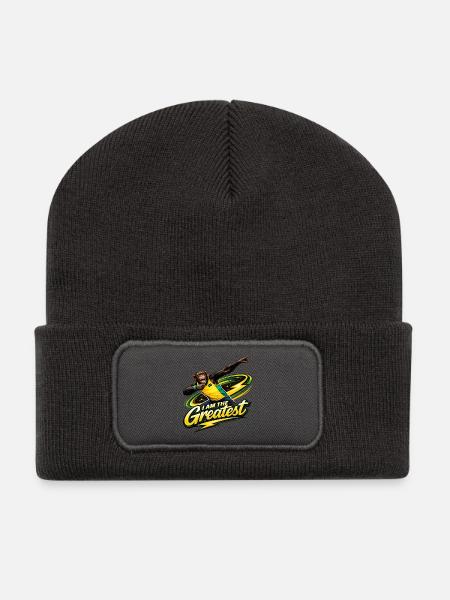 Affen-Sportheld: I am the Greatest - Recycelte Patch Beanie - Dunkelgrau