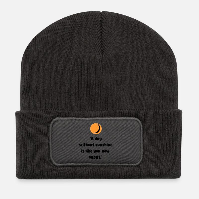 Orangene Mond-Silhouette - Recycelte Patch Beanie - Dunkelgrau