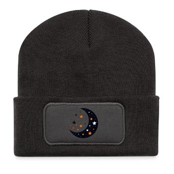 Lune et étoiles Motus d’étoiles lunaire du motif nocturne - Beanie recyclé à patch - charbon - Devant