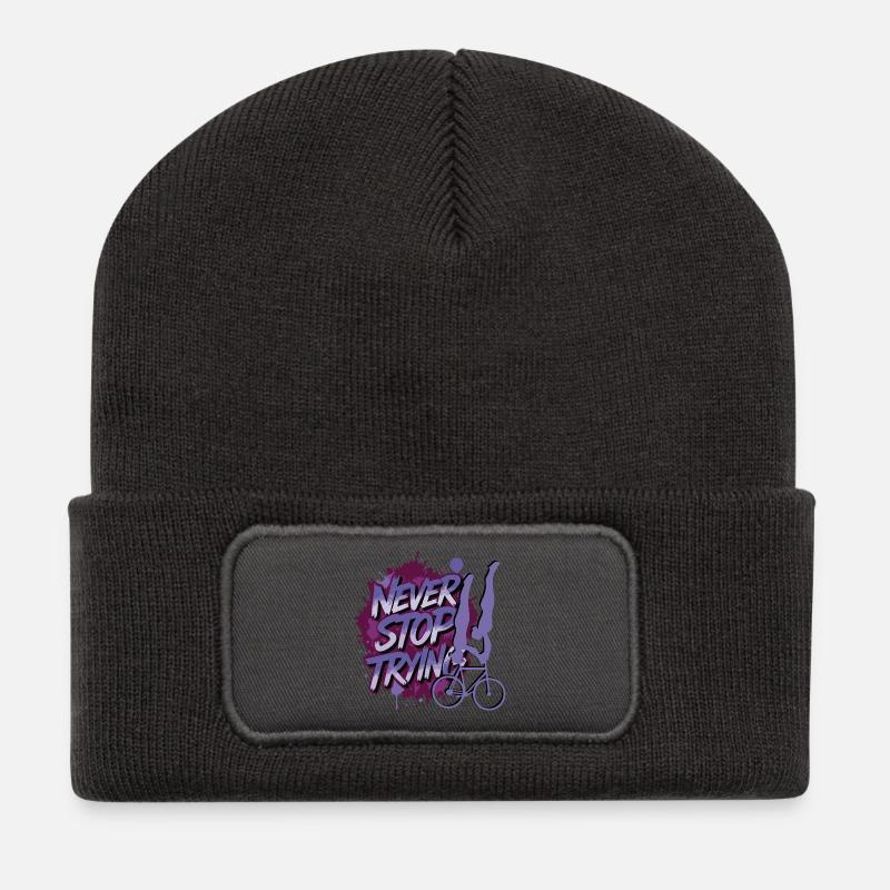 Kunstrad, Kunstradfahren, Hallenradsport - Recycelte Patch Beanie - Dunkelgrau