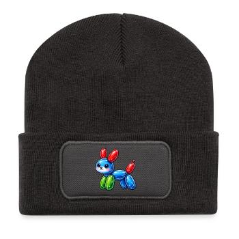 Petit chien ballon mignon - un chien mignon fait de ballons - Beanie recyclé à patch - charbon - Devant