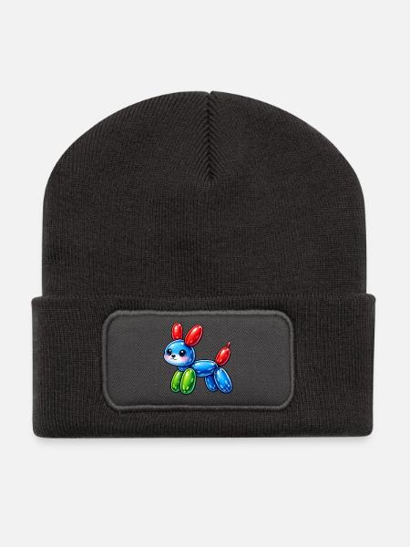 Niedlicher Ballonhund - süßer Hund aus Luftballons - Recycelte Patch Beanie - Dunkelgrau