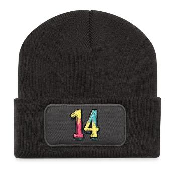 14 Nombre Coloré - Beanie recyclé à patch - charbon - Devant