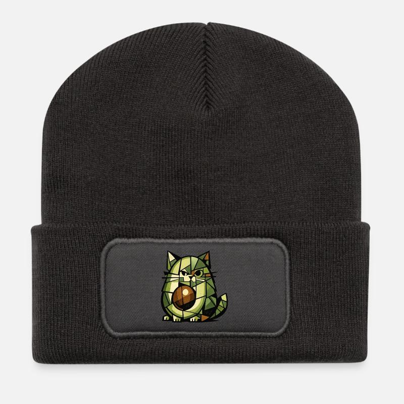 AvoCat Cubism Version - Recycled Patch Beanie - dark grey
