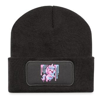 Délice de goutte de licorne pastel - Beanie recyclé à patch - charbon - Devant