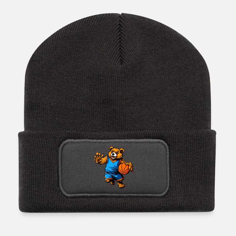 Bären Basketball - Recycelte Patch Beanie - Dunkelgrau