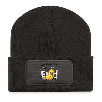 Chaos-Quietscheente  - Recycelte Patch Beanie - Dunkelgrau - Vorne