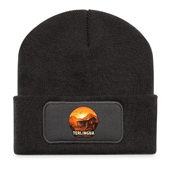 Terlingua Desert Cabin Sunset Motif - Recycled Patch Beanie - dark grey - Front