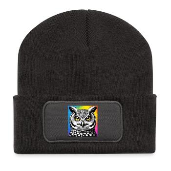 Eule - Recycelte Patch Beanie - Dunkelgrau - Vorne