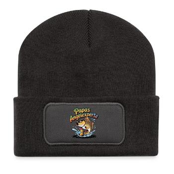 Papas Angelexperte - Recycelte Patch Beanie - Dunkelgrau - Vorne