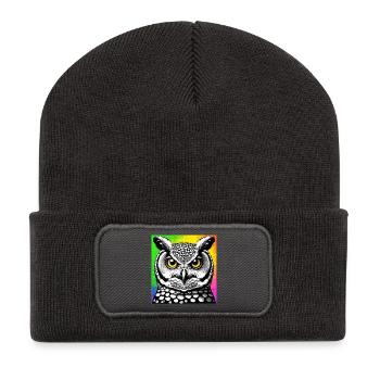 Eule - Recycelte Patch Beanie - Dunkelgrau - Vorne
