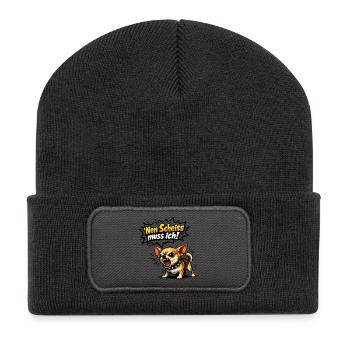 Nen scheiß muss ich Chihuahua - Recycelte Patch Beanie - Dunkelgrau - Vorne
