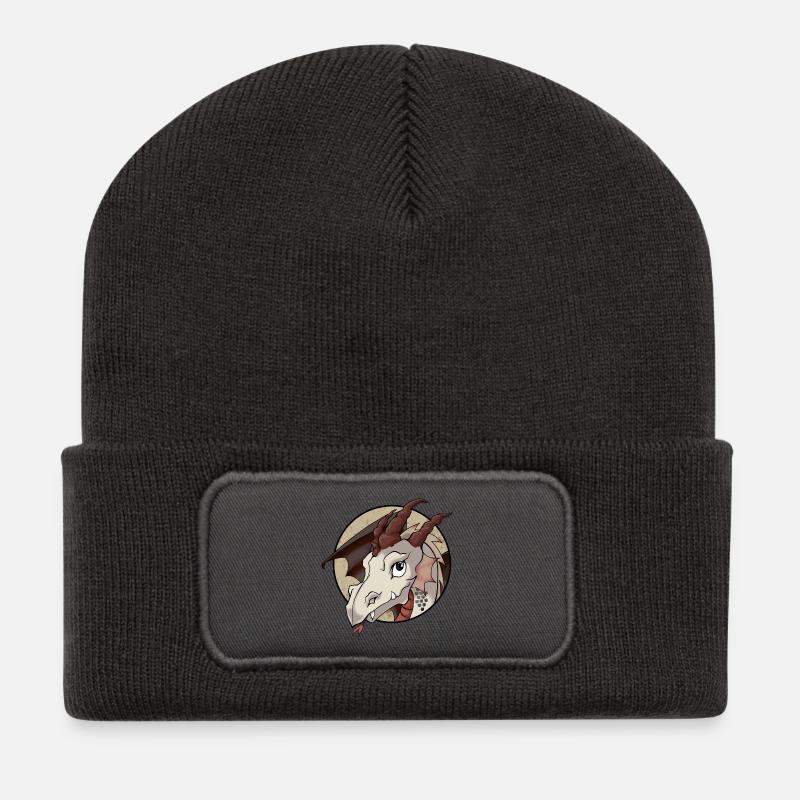 Niedlicher Drache - Recycelte Patch Beanie - Dunkelgrau