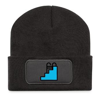  Pool Leiter Schwimmbad Icon - Recycelte Patch Beanie - Dunkelgrau - Vorne