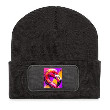 Flamingo - Recycelte Patch Beanie - Dunkelgrau - Vorne