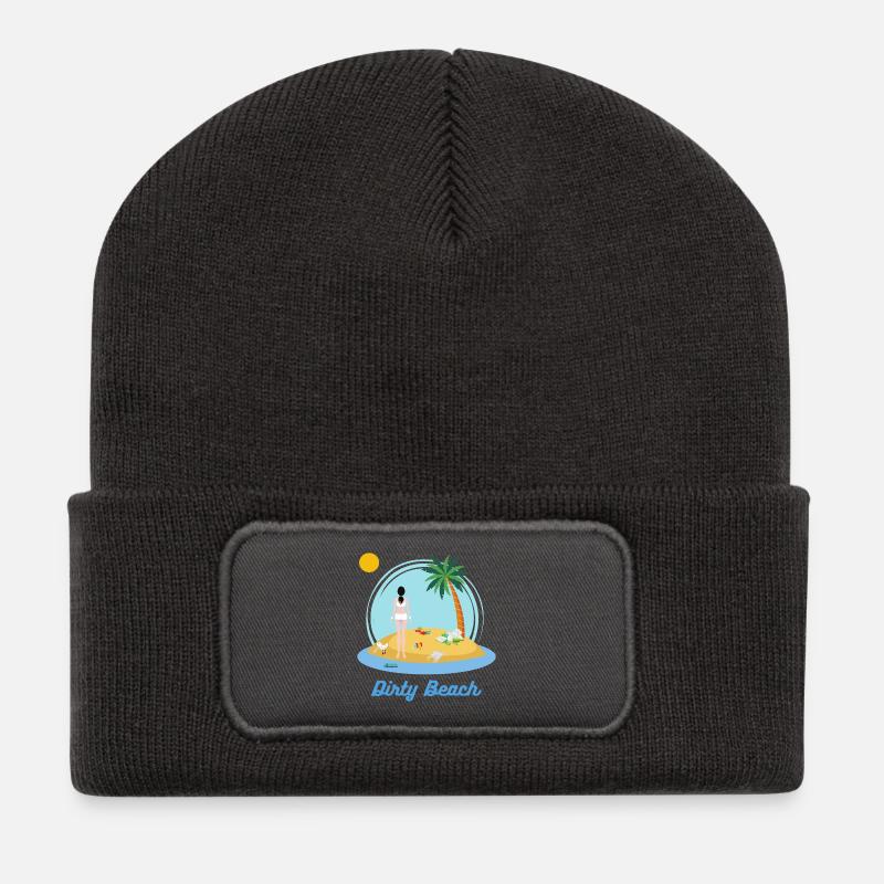 Plage Sale - Beanie recyclé à patch - charbon