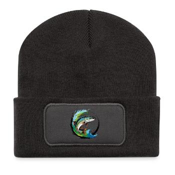 Pêche au brochet - Beanie recyclé à patch - charbon - Devant