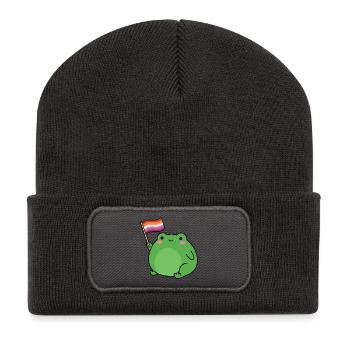 Pride Month LGBTQ - Lesbian Frog - Recycled Patch Beanie - dark grey - Front