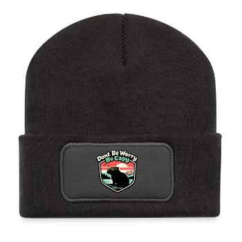 Don't worry, Capy on the beach - Recycled Patch Beanie - dark grey - Front