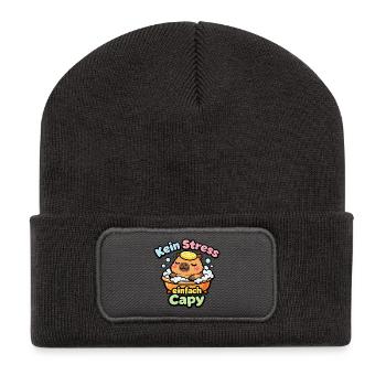 Kein Stress Einfach Cappy - Recycelte Patch Beanie - Dunkelgrau - Vorne