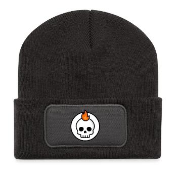 Cute Doom Skull Fire Graphic - Recycled Patch Beanie - dark grey - Front