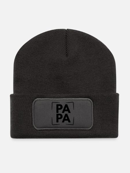 Papa - Beanie recyclé à patch - charbon