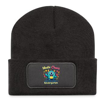 Heute Chaos, Morgen Kindergarten - Recycelte Patch Beanie - Dunkelgrau - Vorne