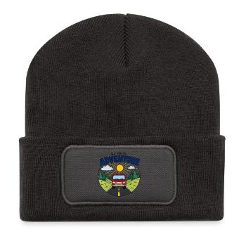 Driving Adventure: Sun and Road - Recycled Patch Beanie - dark grey - Front