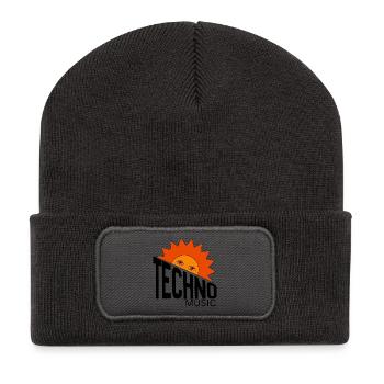 Sleepy Sun Burst with Watchful Eyes - Recycled Patch Beanie - dark grey - Front