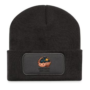 Cosmic brain space with planets - Recycled Patch Beanie - dark grey - Front