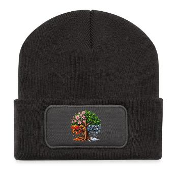 Four Seasons Tree Polygon - Recycled Patch Beanie - dark grey - Front