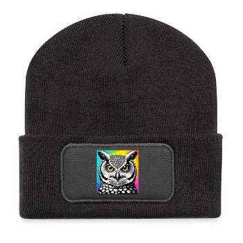 Eule - Recycelte Patch Beanie - Dunkelgrau - Vorne