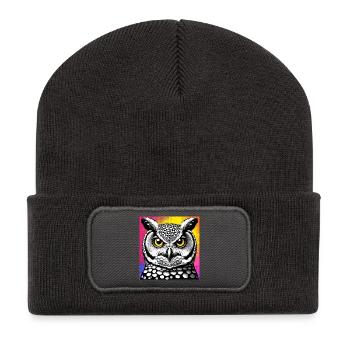 Eule - Recycelte Patch Beanie - Dunkelgrau - Vorne